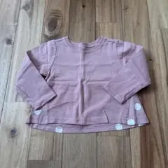 ドット柄 長袖Tシャツ くすみピンク