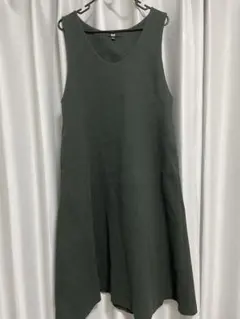 ユニクロ ダークグリーン ジャンパースカート ロングワンピース