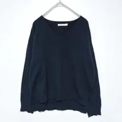 ブラウニースタンダード　Vネックニット セーター 長袖　薄手　黒　シンプル