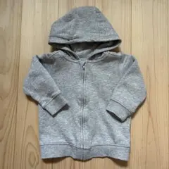 H&M パーカー オーガニックコットン 裏起毛 グレー 68