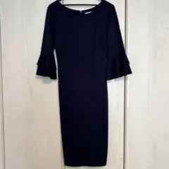 Vfemage ネイビー フレア袖 ワンピース