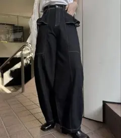 WILLFULLY フリルポケットデニム 完売品 willfully フリルポケットデニムパンツ ブラック M - メルカリ