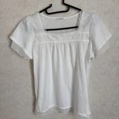 Comfort basic レース使い 半袖カットソー ホワイト Mのサムネイル