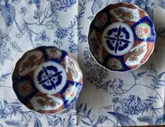 骨董 アンティーク 古伊万里 色絵 赤絵 金襴手 輪花 膾皿 なます皿 向