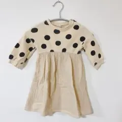 テータテート ドット柄 キッズワンピース 80 ニュアンスカラー