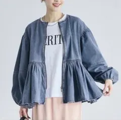 完売品　coca デニムギャザーアウター　デニムギャザーブルゾン　M