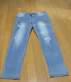 ライトブルー ウォッシュ加工 スキニーデニムパンツ - メルカリ