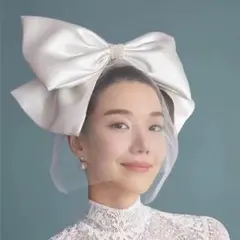 大きいなリボン　ヘッドドレス　ウェディング　結婚式　ヘアアクセサリー　7/5