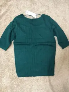 新品　☆ワイドリブボートネックセーター　5分袖