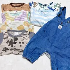 ベビー服 70 ロンパース まとめ売り 7点セット 恐竜 デニム オーバーオール