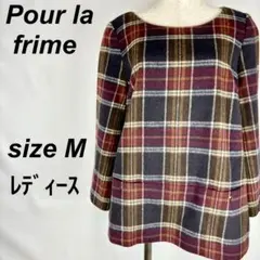 Pour la frime チェック柄 ワンピース ショート丈 七分袖 秋冬のサムネイル