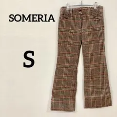 【SOMERIA】チェック フレアパンツ ウール系のサムネイル
