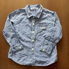 美品　ファミリア　ブルーギンガムチェックシャツ　100 ファミちゃん