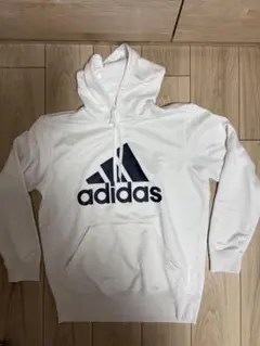 adidas ホワイト フード付きパーカー
