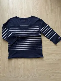 チャンピオン/七分丈ボーダーカットソー ネイビーM