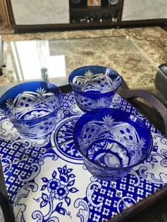江戸切子 青色 ガラス鉢 ボウル - メルカリ