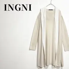 INGNI　衿元バイカラー　フード付きトッパーカーディガン　長袖　M　ベージュ