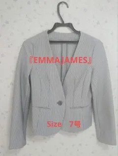 美品！♥️『E.M. James ノーカラージャケット』 7号 ストライプ