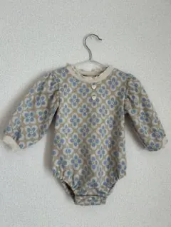 韓国　花柄ロンパース ベージュ 80cm