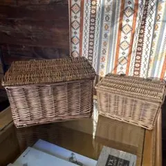 ウィッカー収納バスケットセット 大小2点