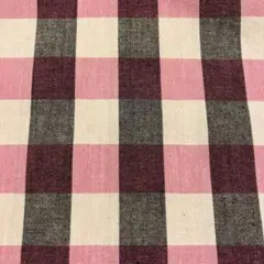 先染め生地（黒×ピンク×オフ白のブロックチェック柄）