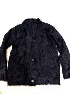 新品　ふわふわファーのブラックカーディガン