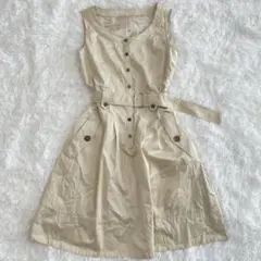 エフデ ef-de トレンチひざ丈ワンピース M ベルト ノースリーブ 日本製