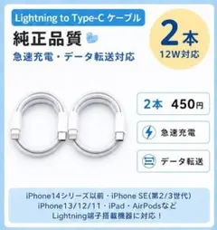 純正品質 Lightning Type-C ケーブル 1m 12W対応