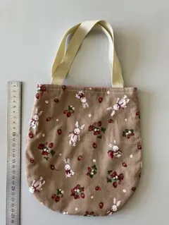 ハンドメイド・丸型うさぎ柄手提げバッグ（入園・入学向け）