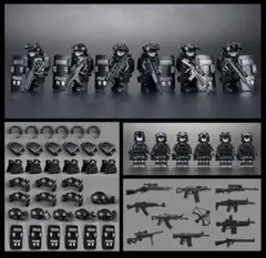 【スカルマスク 特殊部隊 6体】ライオットシールド レゴ 互換 ミニフィグ 武器