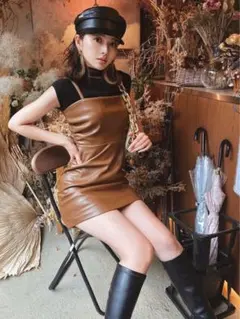 ダーリッチ ニットコンビレザーワンピース