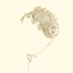 ハンドメイド ヘッドドレス ボンネット フリル バラ お花 かぎ編み 編み物