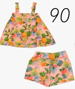 アナップ トロピカル柄セットアップ ピンク 新品 90