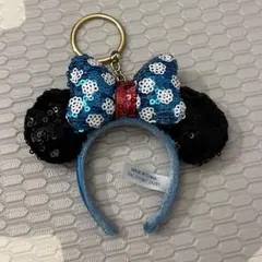 ミニーマウス　ミニー　水玉カチューシャキーホルダー美品