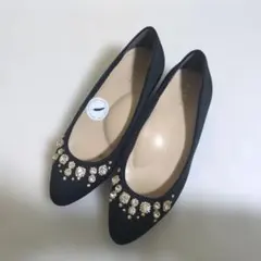 ☆最終値下げ☆　RANDA ビジュー装飾 ブラック フラットパンプス