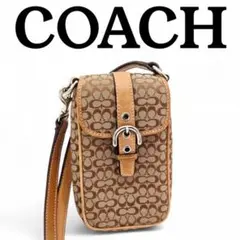 COACH コーチ スマホショルダー クロスボディ シグネチャー ベージュ