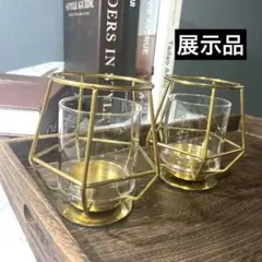 ティーライトホルダー,ゴールド2個セット