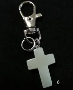 アゲートキーホルダー６　カラビナキーホルダー　クロス　十字架　キーホルダー