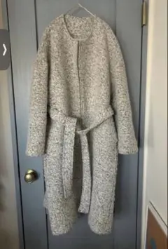MILAOWENミラオーウェン グレーノーカラーコートベルト付き0サイズ