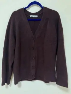 【ZARA】 バーガンディ色カーディガン Mサイズ　ゆったり