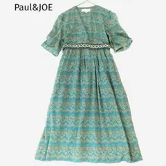 PAUL＆JOE 半袖ワンピース 花柄 コットンシルク 36 ベルト ビジューのサムネイル