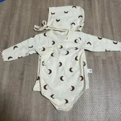 月柄 ロンパース 70 帽子付き2点セット