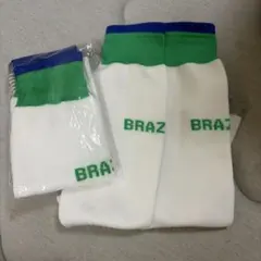 サッカー用 ソックス BRAZIL ホワイト グリーン　1足プレゼント