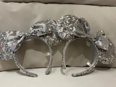 東京ディズニーリゾート シルバー スパンコール リボンカチューシャ