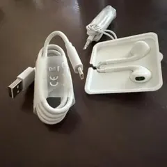 ホワイト 有線イヤホン 3.5mmジャック USBケーブル付