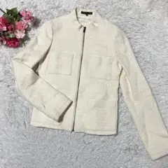 美品 theory セオリー アルパカ混 ツイード ノーカラージャケット ジップのサムネイル
