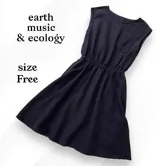 【美品】ノースリーブひざ丈Aラインミニワンピース　黒シンプル　無地ウエスト切替