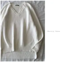 ◯セオリーリュクス【洗える】V首 コットン スプリング ニット 春