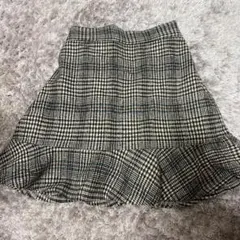 チェック柄フレアスカート ミニ丈 ウール混紡