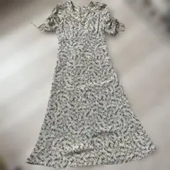 SNIDEL バリエーションマーメイドプリントロングワンピース/1/編み上げ花柄